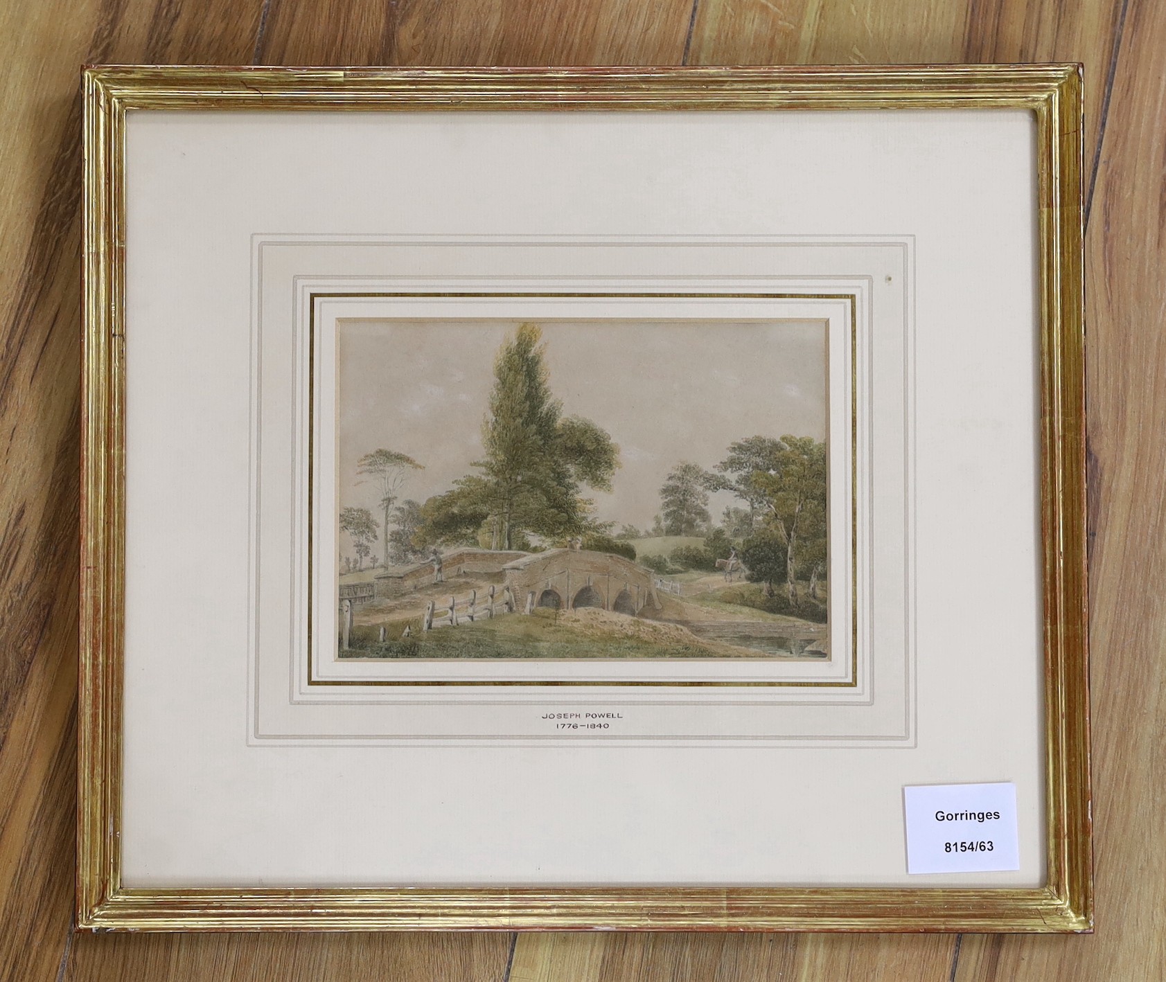 Joseph Powell (1780–1834), watercolour, Rural scene in high summer, view of Finchley Bridge, signed and dated 1822, 12 x 18cm